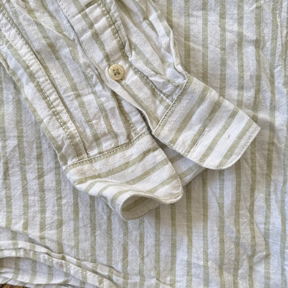 Zara Boys Cream and Light Green Striped Button-Down Shirt - Picture 4 of 4